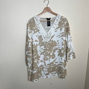 Premise Linen Blend Floral Print Tunic Large